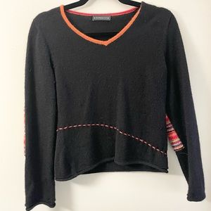Alpaca 111 Rainbow Stripe Warm Black Knit Sweater
